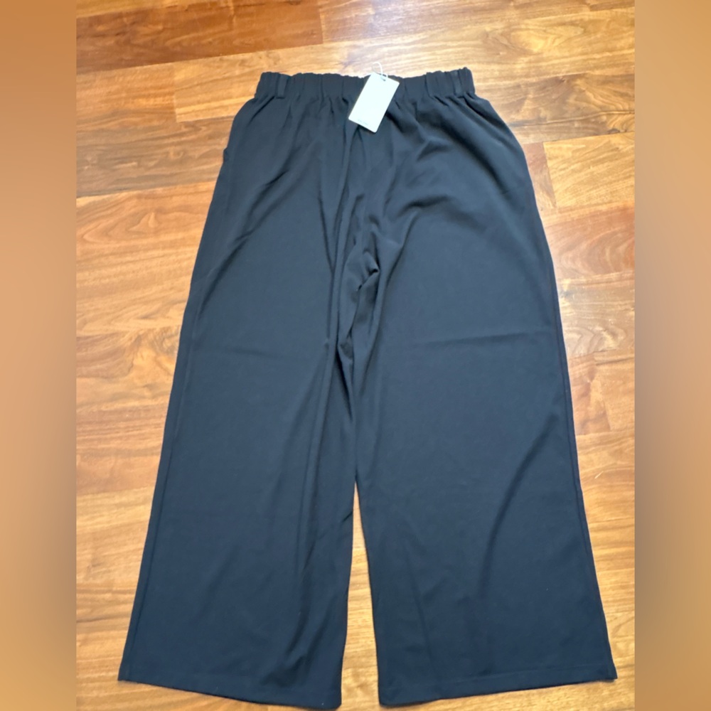 Halara Petite Large Black Waffle Wide Leg Pants - Picture 4 of 11